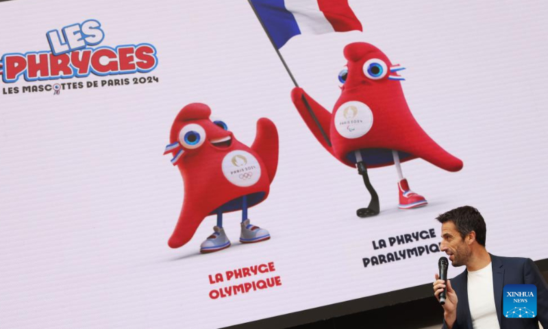 Tony Estanguet, President of Paris 2024, speaks during the unveiling of the Phryges, the official mascots of Paris 2024 Olympic and Paralympic Games in Saint Denis, France, Nov. 14, 2022. Photo: Xinhua