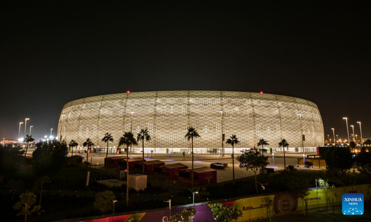 This photo taken on Nov 17, 2022 shows a view of the Al Thumama Staduim in Doha, Qatar. The FIFA World Cup Qatar 2022 will kick off on Nov 20, 2022. Photo:Xinhua