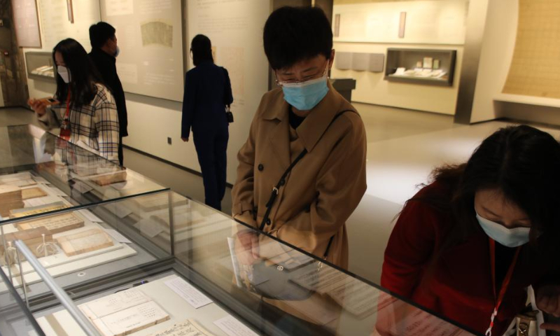 People visit an exhibition hall of the phase II of National Museum of Chinese Writing in Anyang, central China's Henan Province, Nov. 16, 2022. Photo: Xinhua