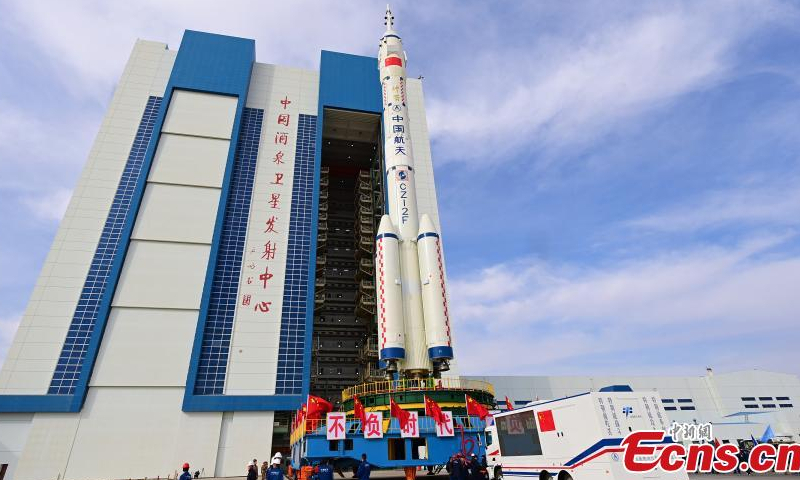 The combination of Long March-2 Y15 rocket carrier and Shenzhou-15 crewed spaceship is transported to the launch area of the Jiuquan Satellite Launch Center in northwest China, Nov. 21, 2022. (Photo: China News Service/Wang Jiangbo)

The facilities and equipment at the Jiuquan Spacecraft Launch Site are in good condition, and various pre-launch function checks and joint tests will be carried out as planned. The Shenzhou-15 crewed spaceship will be launched in the near future at an appropriate time.