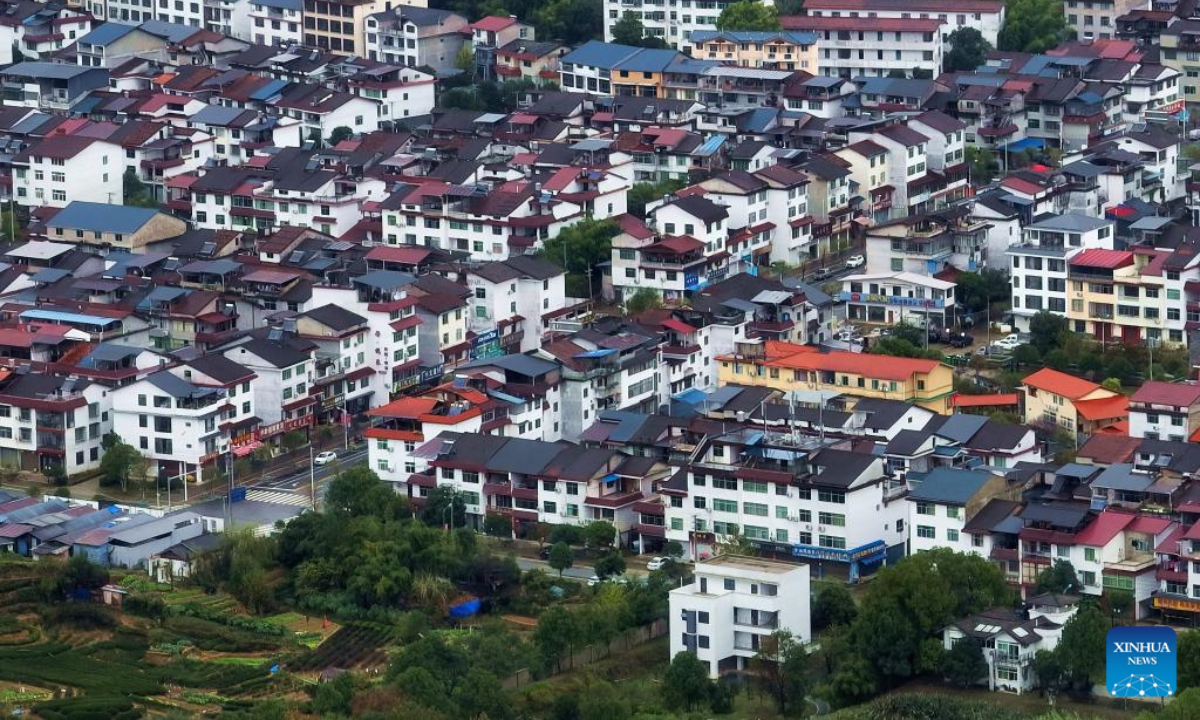 This aerial photo taken on Dec 1, 2022 shows the view of Xingcun Township in Wuyishan, southeast China's Fujian Province. Photo:Xinhua