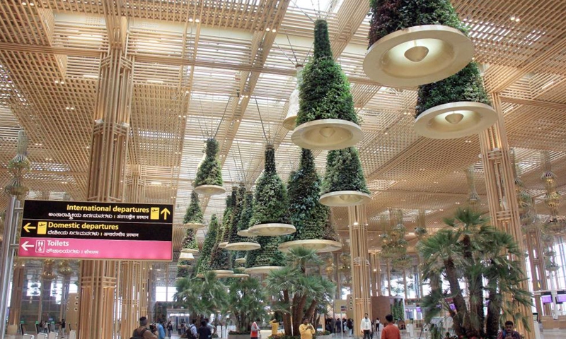 This photo shows a view of the newly-inaugurated Terminal 2 of Kempegowda International Airport in Bangalore, India, on Nov. 12, 2022. (Str/Xinhua)