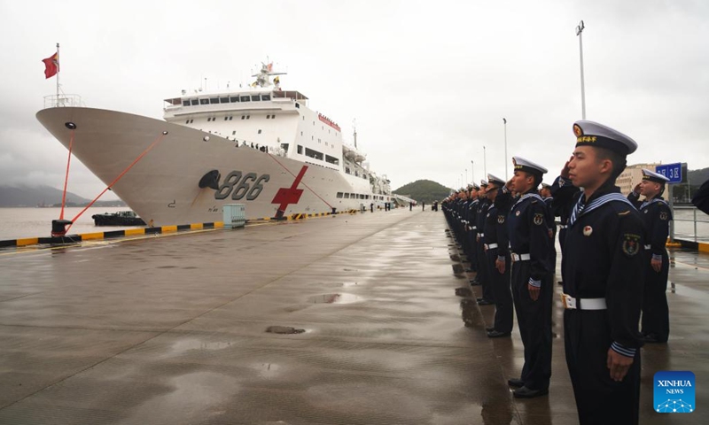 Chinese naval hospital ship Peace Ark arrives at a military port in Zhoushan, east China's Zhejiang Province, Nov. 29, 2022. Chinese naval hospital ship Peace Ark arrived at a military port in Zhoushan, east China's Zhejiang Province, on Tuesday morning after successfully completing a medical mission in Jakarta, capital of Indonesia.(Photo: Xinhua)