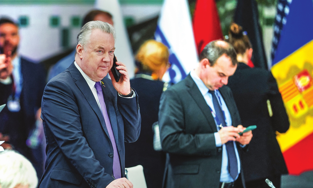 Ambassador and Permanent Representative of Russia to the OSCE Alexander Lukashevich attends the closing plenary session of the 29th Ministerial Council meeting of the OSCE (Organization for Security and Co-operation in Europe) in Lodz, Poland on December 2, 2022. Photo: VCG