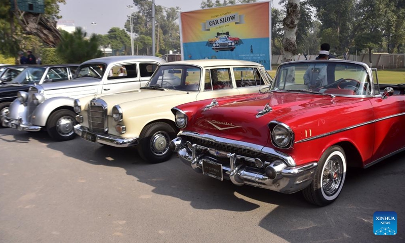 Vehicles are displayed at the Vintage and Classic car show in northwest Pakistan's Peshawar on Dec. 4, 2022.(Photo: Xinhua)