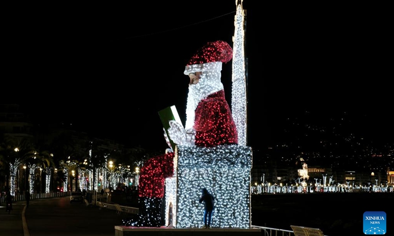 Christmas decorations are seen in Nice, France, Dec. 5, 2022.(Photo: Xinhua)