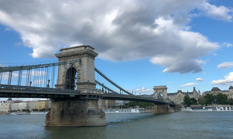 Clouds float over the Chain Bridge in downtown Budapest, Hungary, on July 23, 2019.(Photo: Xinhua)