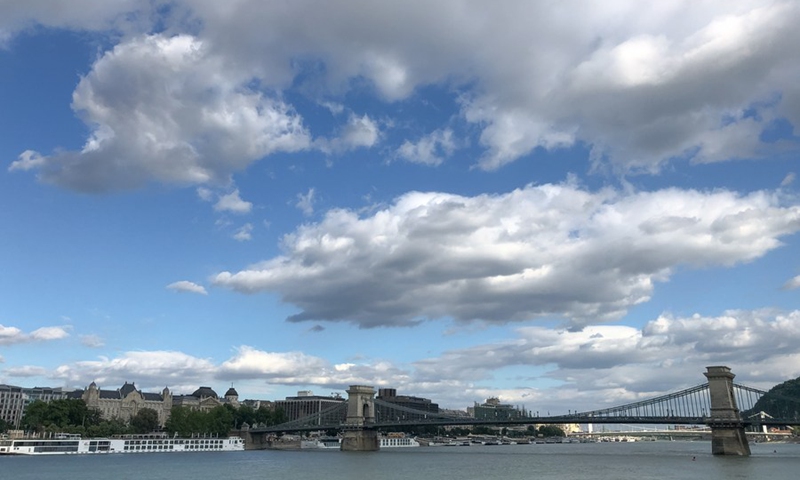 Clouds float over the Chain Bridge in downtown Budapest, Hungary, on July 23, 2019.(Photo: Xinhua)