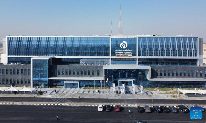 This photo taken on Dec. 18, 2022 shows the main building of the Kuwait Health Assurance Hospital in Ahmadi, Kuwait. The soft opening ceremony of a hospital built by a Chinese company was held in Ahmadi, Kuwait, on Sunday.(Photo: Xinhua)