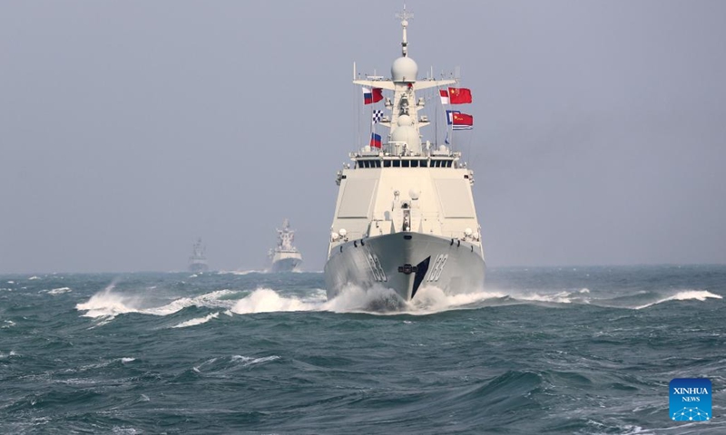 Warships of Chinese navy take part in a joint naval exercise, Joint Sea 2022, in the East China Sea on Dec. 21, 2022. Chinese and Russian navies on Wednesday kicked off a joint naval exercise, Joint Sea 2022, in the East China Sea.(Photo: Xinhua)