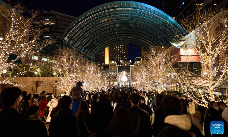 People visit the Ebisu Garden Place on the Christmas Day in Ebisu, Tokyo, Japan, Dec. 25, 2022. (Xinhua/Zhang Xiaoyu)