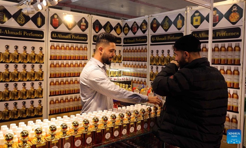 People attend the Made in Syria exhibition at the Baghdad International Fair in Baghdad, Iraq, on Dec. 28, 2022.(Photo: Xinhua)