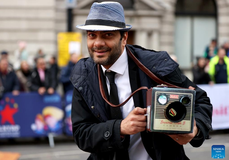 A man takes part in the annual New Year's Day Parade in London, Britain, Jan. 1, 2023. (Xinhua/Li Ying)