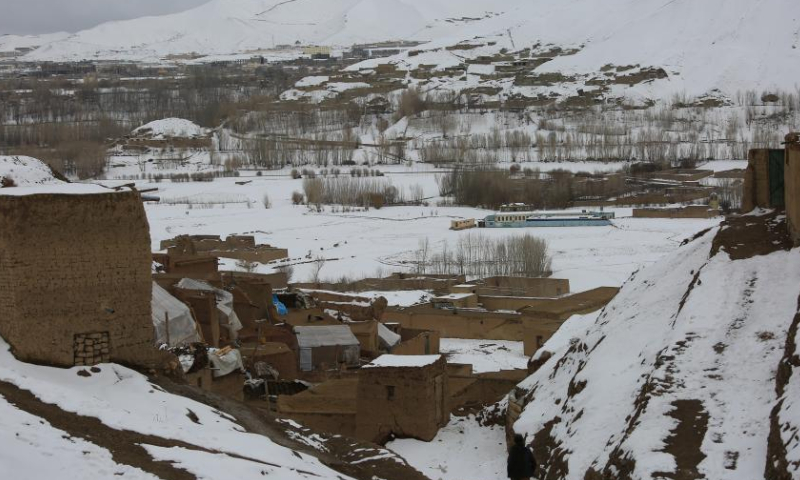 This photo taken on Feb. 9, 2023 shows the snow-covered Bamyan city, capital of Bamyan province, Afghanistan. Extreme cold weather and snowfall have swept through the central Bamyan province of Afghanistan since mid-January.  Photo: Xinhua