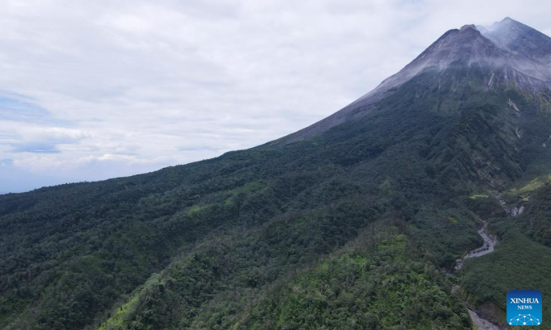 This aerial photo taken on Feb. 5, 2023 shows a view of the Mount Merapi in Yogyakarta, Indonesia. The 2,968-meter-high Mount Merapi is one of the active volcanoes in Indonesia. Photo: Xinhua