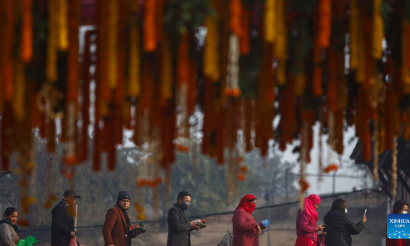 Devotees are seen during the Hindu festival Maha Shivaratri in Kathmandu, Nepal, Feb. 18, 2023. Maha Shivaratri is a major festival in Hinduism celebrated annually in honor of Lord Shiva. Photo: Xinhua