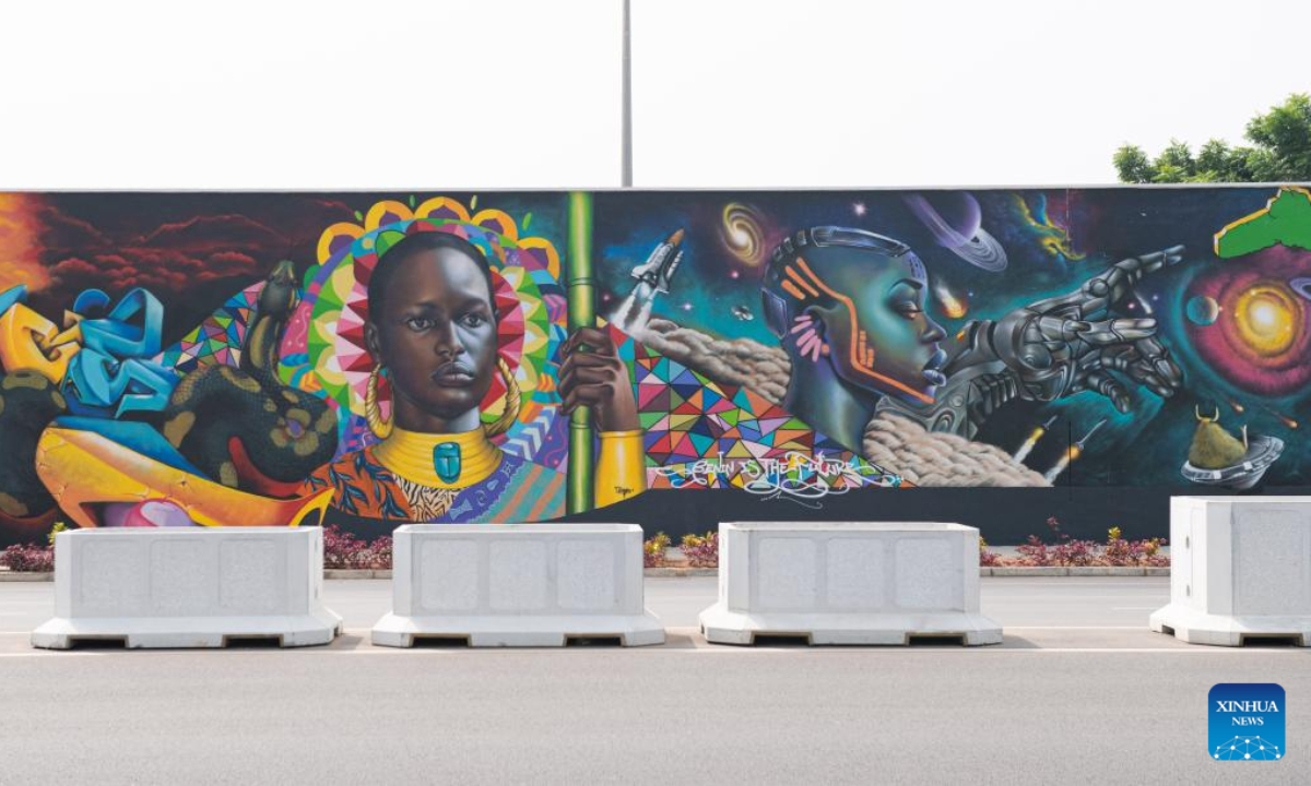 This photo taken on Jan 12, 2023 shows a wall with graffiti in Cotonou, Benin. Photo:Xinhua