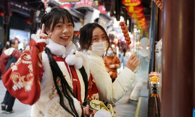 People visit Yuyuan Garden in east China's Shanghai, Feb. 3, 2023. The Lantern Festival, the 15th day of the first month of the Chinese lunar calendar, falls on Feb. 5 this year. Various activities were held at Yuyuan Garden to welcome the upcoming festival. Photo: Xinhua