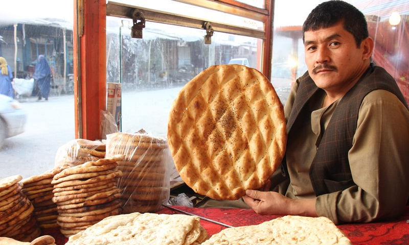 Naan is seen at a bakery in Balkh Province, Afghanistan on Jan. 24, 2023. Photo: Xinhua