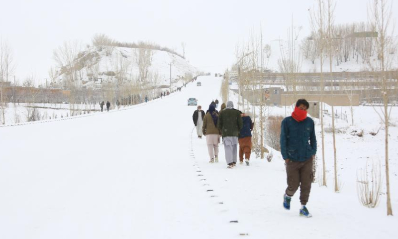 This photo taken on Feb. 9, 2023 shows the snow-covered Bamyan city, capital of Bamyan province, Afghanistan. Extreme cold weather and snowfall have swept through the central Bamyan province of Afghanistan since mid-January.  Photo: Xinhua