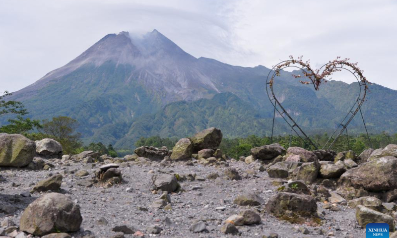 This aerial photo taken on Feb. 5, 2023 shows a view of the Mount Merapi in Yogyakarta, Indonesia. The 2,968-meter-high Mount Merapi is one of the active volcanoes in Indonesia. Photo: Xinhua