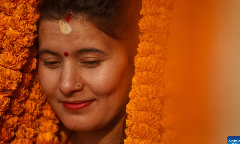 A devotee is seen during the Hindu festival Maha Shivaratri in Kathmandu, Nepal, Feb. 18, 2023. Maha Shivaratri is a major festival in Hinduism celebrated annually in honor of Lord Shiva. Photo: Xinhua