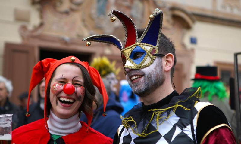 People take part in the celebration of Masopust in Prague, the Czech Republic, on Feb. 18, 2023. Photo: Xinhua