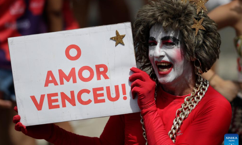 Revelers participate in the carnival in Recife, Pernambuco, Brazil, Feb. 18, 2023. Photo: Xinhua