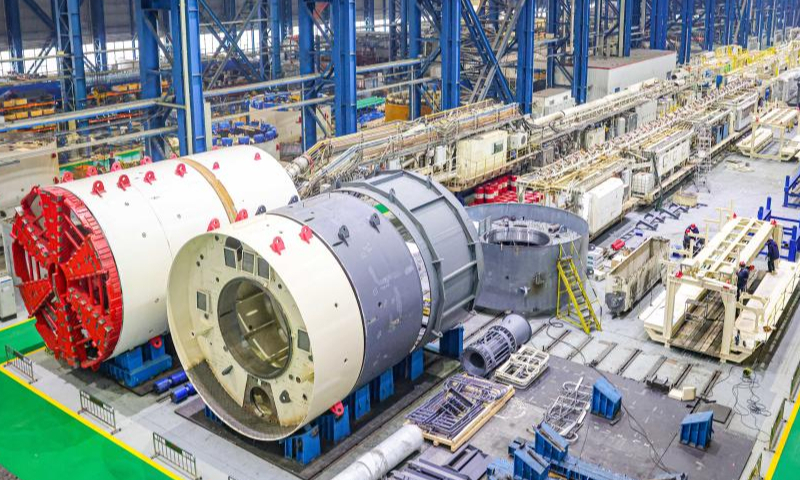 This photo shows a workshop for making shield tunneling machines in Northern Heavy Industries Group Co., Ltd. in Shenyang, northeast China's Liaoning Province, Jan. 13, 2023. Photo: Xinhua