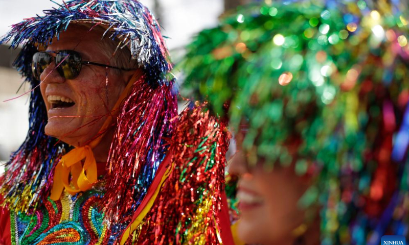 Revelers participate in the carnival in Recife, Pernambuco, Brazil, Feb. 18, 2023. Photo: Xinhua