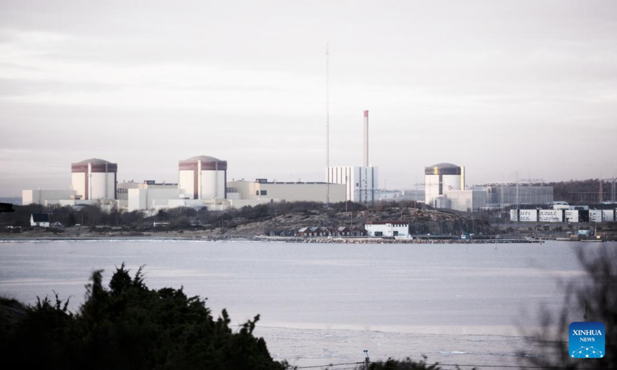 The undated photo shows the Ringhals nuclear power plant in Varberg, southwestern Sweden. Sweden's state-owned energy company Vattenfall is investigating the possibility of installing new small modular nuclear reactors (SMRs) at the site of an existing nuclear power plant to secure power supply, Aftonbladet newspaper reported on Jan 25, 2023. Photo:Xinhua