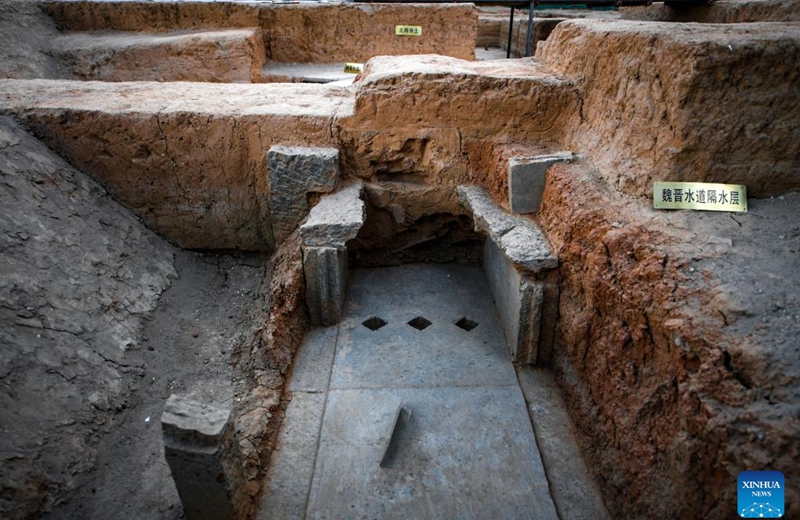 This photo taken on Jan. 6, 2023 shows the ruins of water channels dating back to the Wei and Jin dynasties (220-420) in Luoyang city site in Luoyang, central China's Henan Province. The ancient capital Luoyang site in today's Henan Province has recently discovered over 80 meters of water channels dating back to the Wei and Jin dynasties (220-420). Photo: Xinhua