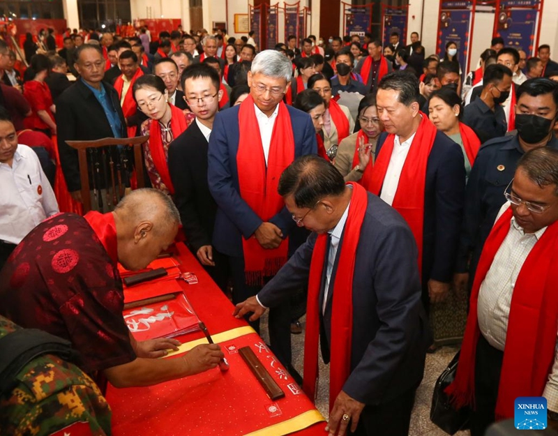 Myanmar's State Administration Council Chairman Min Aung Hlaing attends a Chinese New Year celebration in Yangon, Myanmar, Jan. 21, 2023. (Photo by Myo Kyaw Soe/Xinhua)