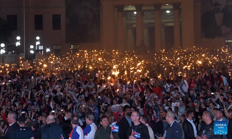 People attend an activity commemorating the 170th birth anniversary of Cuba's independence hero Jose Marti in Havana, Cuba, Jan. 27, 2023.(Photo: Xinhua)