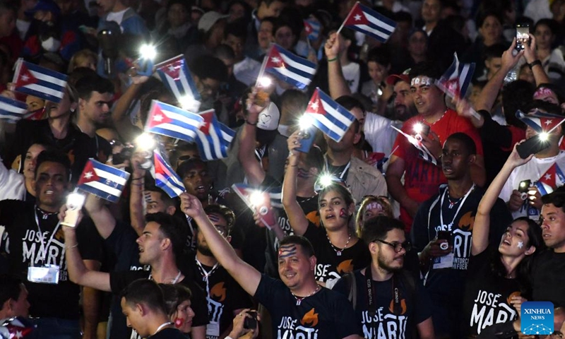 People attend an activity commemorating the 170th birth anniversary of Cuba's independence hero Jose Marti in Havana, Cuba, Jan. 27, 2023.(Photo: Xinhua)