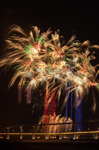 A fireworks show is staged to celebrate the Spring Festival in south China's Macao on Jan. 24, 2023.(Photo: Xinhua)