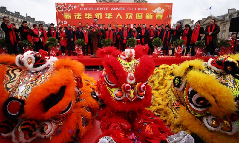 People attend the Chinese New Year parade in Paris, France, on Jan. 22, 2023.(Photo: Xinhua)