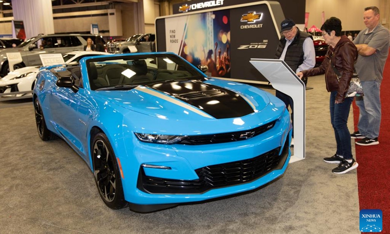 People visit the North Texas Auto Show in Dallas, Texas, the United States, on Feb.16, 2023. The four-day North Texas Auto Show kicked off in Dallas on Thursday.(Photo: Xinhua)