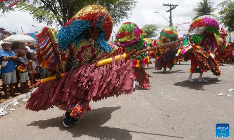 Revelers attend the Carnaval 2023 in Nazare da Mata, Pernambuco, Brazil, Feb. 20, 2023.(Photo: Xinhua)