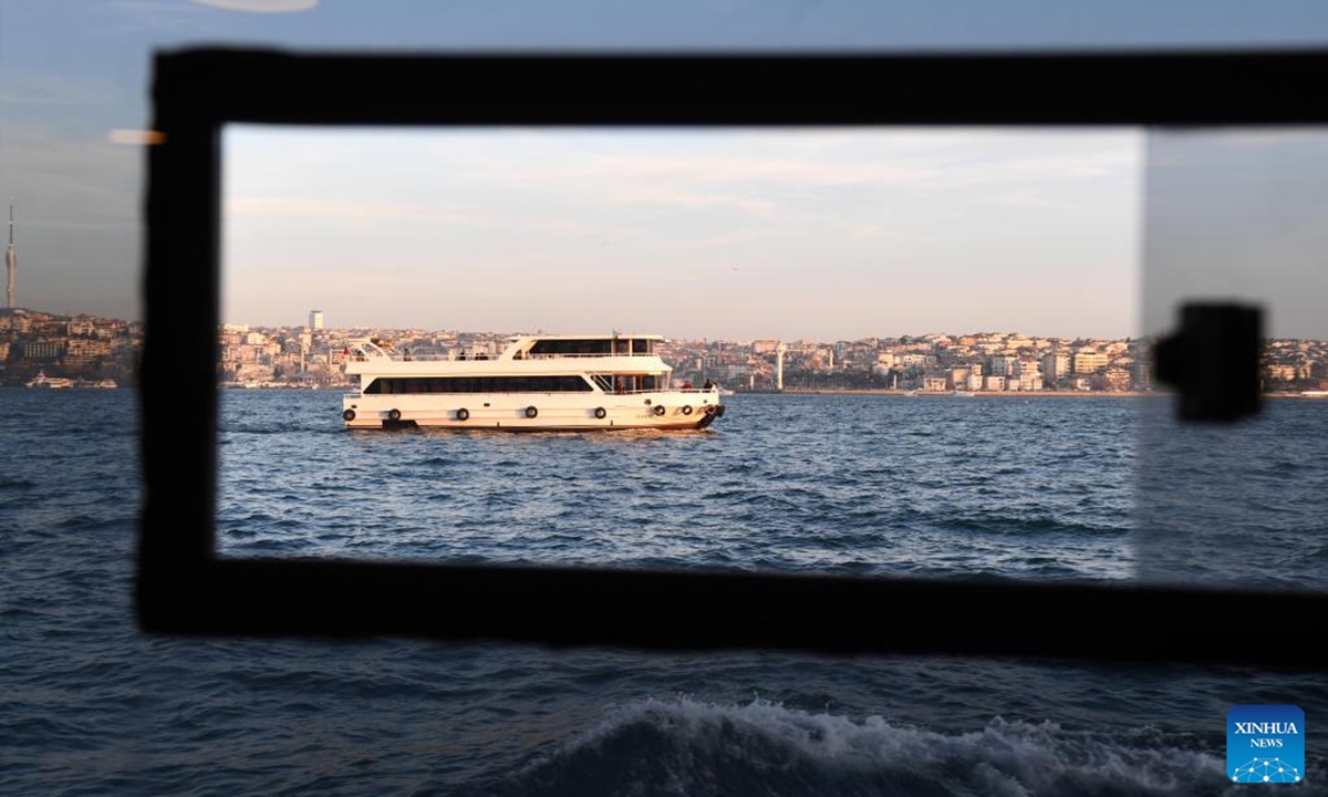 This photo taken on Feb. 19, 2023 shows a view of the Bosphorus Strait in Istanbul, Türkiye.(Photo: Xinhua)