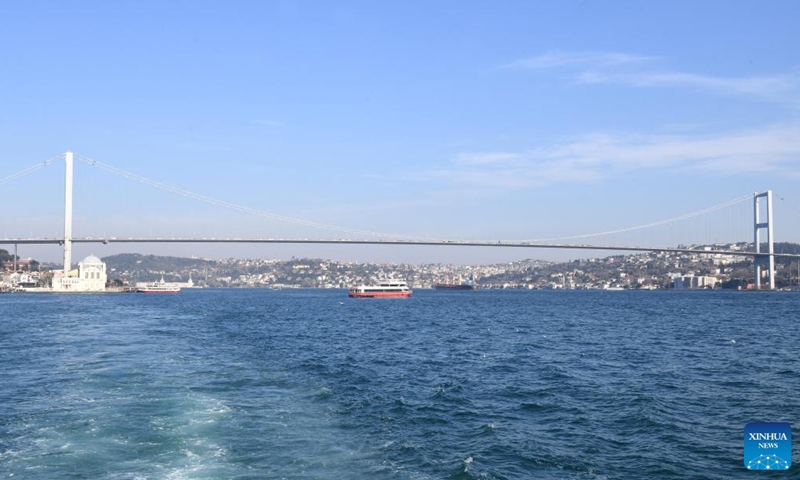 This photo taken on Feb. 19, 2023 shows a view of the Bosphorus Strait in Istanbul, Türkiye.(Photo: Xinhua)