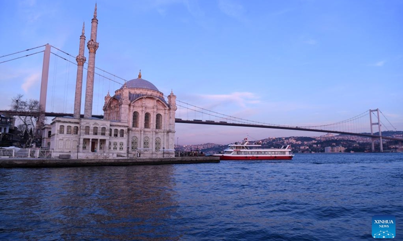 This photo taken on Feb. 19, 2023 shows a view of the Bosphorus Strait in Istanbul, Türkiye.(Photo: Xinhua)