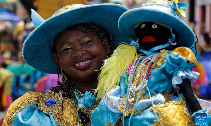 A reveler attends the Carnaval 2023 in Nazare da Mata, Pernambuco, Brazil, Feb. 20, 2023.(Photo: Xinhua)