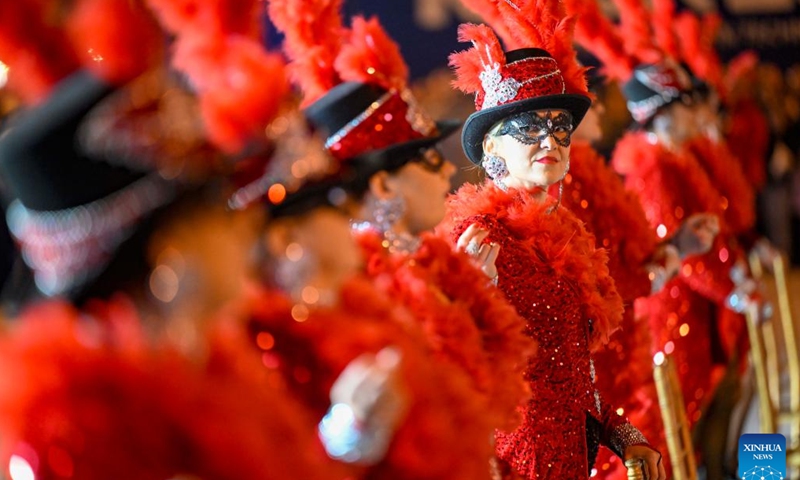 Costumed revelers perform in a carnival procession in Strumica, North Macedonia, on Feb. 25, 2023. (Photo by Tomislav Georgiev/Xinhua)