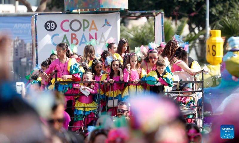 People attend the traditional Limassol Carnival parade in Limassol, in the eastern Mediterranean island of Cyprus, Feb. 26, 2023.(Photo: Xinhua)