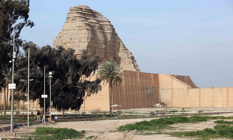 The grand ziggurat is seen in the archeological site of Dur Kurigalzu, west of Baghdad, Iraq, on March 5, 2023.(Photo: Xinhua)