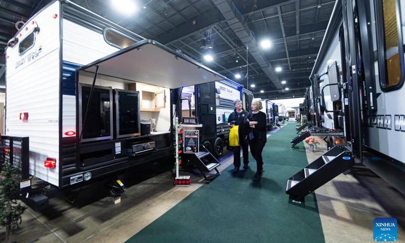 People visit the 2023 Toronto Spring Camping & RV Show in Mississauga, the Greater Toronto Area, Canada, on March 2, 2023. The annual event is held here from March 2 to March 5 with over 450 RVs.(Photo: Xinhua)