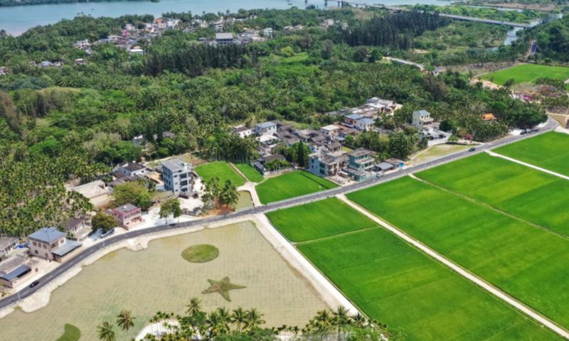 This aerial photo taken on March 25, 2023 shows a view of Mocun Village in Boao, south China's Hainan Province. The Boao Forum for Asia will hold its annual conference from March 28 to 31 in Boao, a coastal town in China's island province of Hainan. With constant efforts of local government in recent years to build beautiful villages in this town, Shamei, Mocun and Nanqiang villages have gradually become models of harmonious villages here. (Xinhua/Guo Cheng)