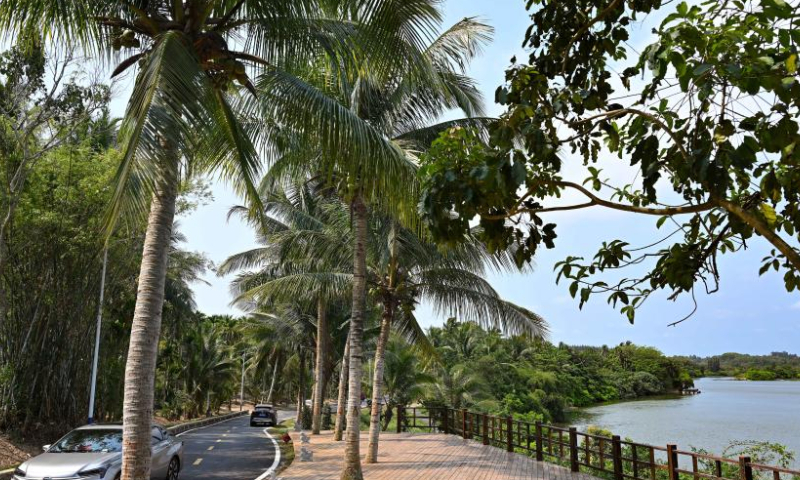 This photo taken on March 25, 2023 shows a road of Mocun Village in Boao, south China's Hainan Province. The Boao Forum for Asia will hold its annual conference from March 28 to 31 in Boao, a coastal town in China's island province of Hainan. With constant efforts of local government in recent years to build beautiful villages in this town, Shamei, Mocun and Nanqiang villages have gradually become models of harmonious villages here. (Xinhua/Guo Cheng)