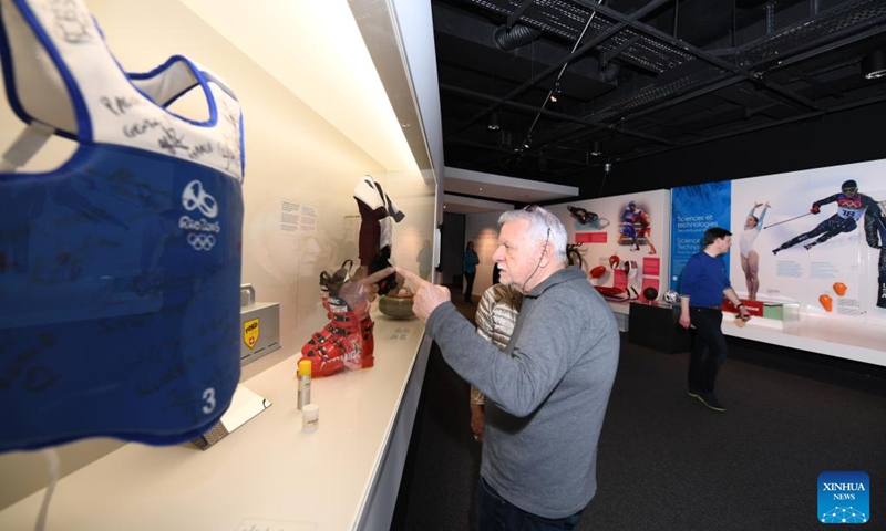 People visit the exhibitions at the International Olympic Museum in Lausanne, Switzerland, March 21, 2023. (Xinhua/Lian Yi)